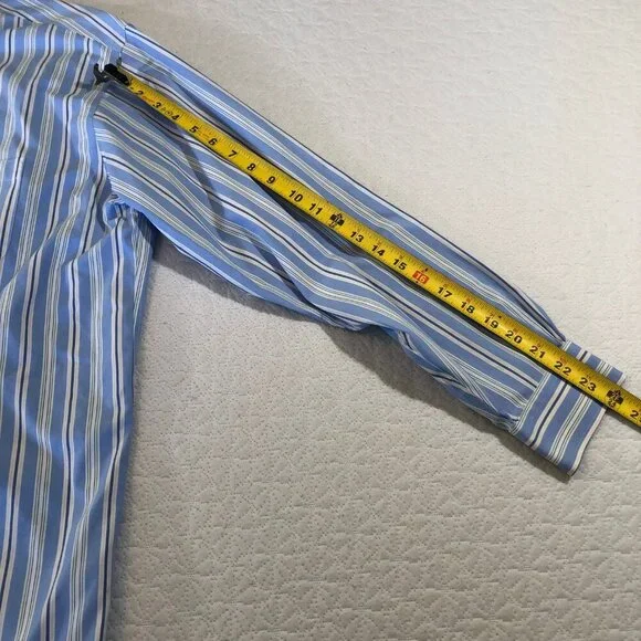 Brooks Brothers 1818 Mens Size Large Non-Iron Shirt 100% Cotton Blue Stripe - Picture 8 of 9